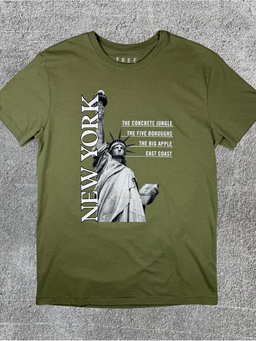 Men’s Olive Green Free State New York Short Sleeve T-Shirt Size Medium